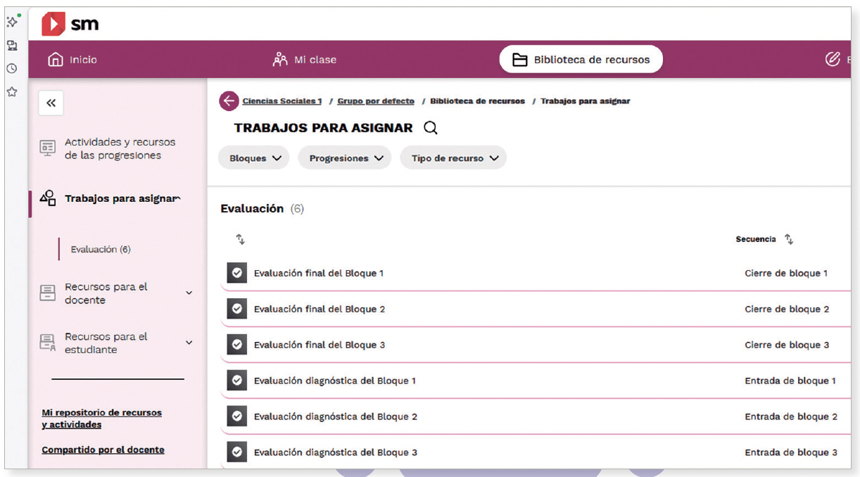 Evaluaciones asignables en SM Aprendizaje